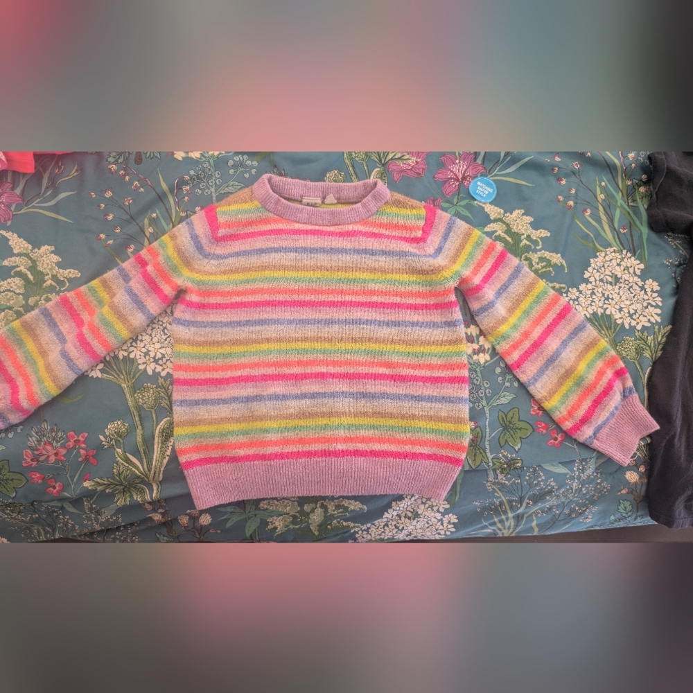 GAP Kids Colorful Striped Crewneck Sweater - Girls Size Small 🌈
